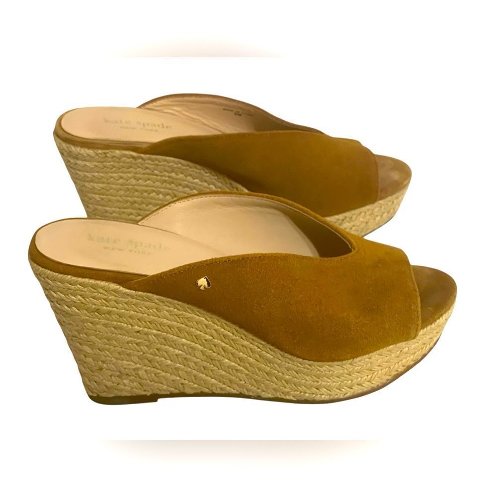 Kate Spade Thea wedge Suede espadrille sandals heels platform Size 6